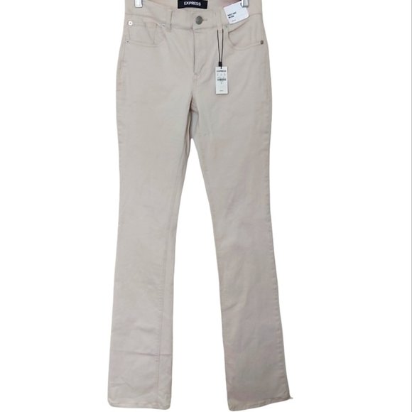 EXPRESS | Women's Barely Boot Mid Rise Stretch Jeans White Cream Size 0 - Picture 1 of 5